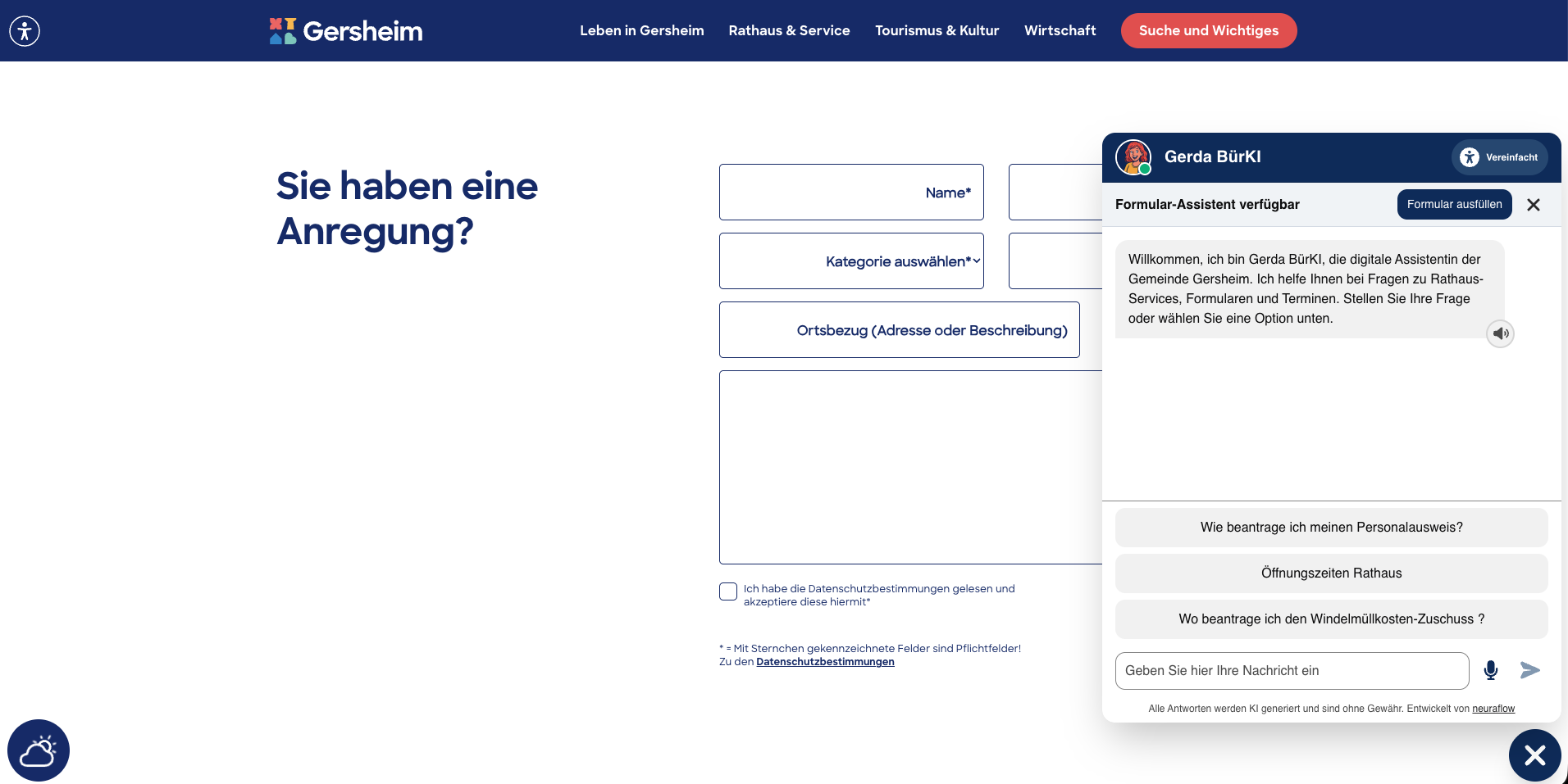 Formular-Assistent Banner
