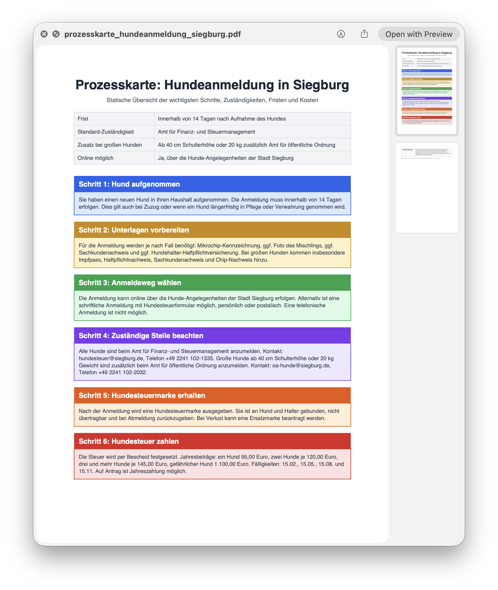 Ergebnis: Prozesskarte als PDF