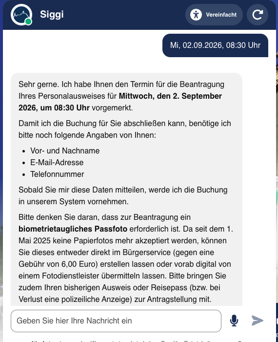 neurabot fragt Kontaktdaten ab