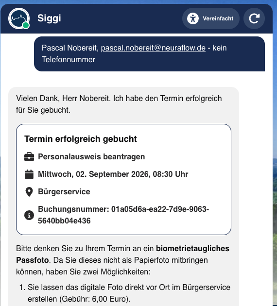 Termin erfolgreich gebucht